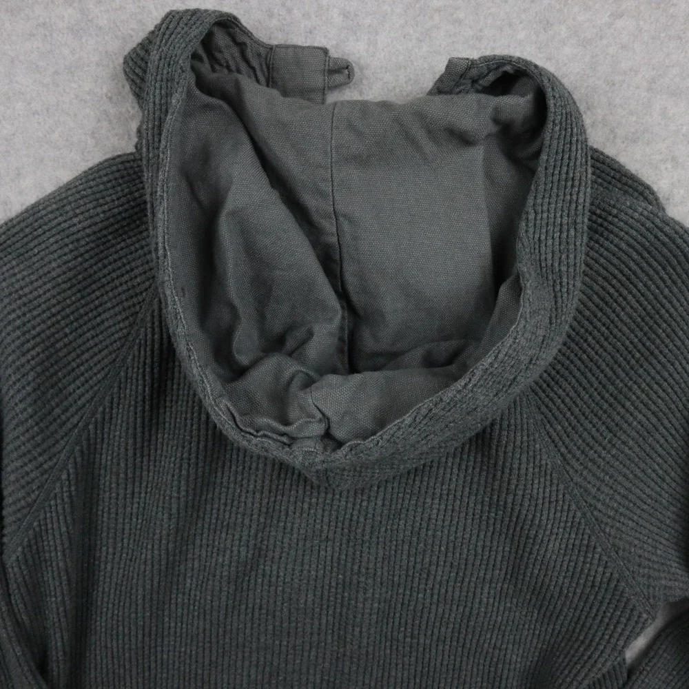 Banana Republic Hoodie Sweater Mens Medium Waffle Knit Pullover Gray Long Sleeve